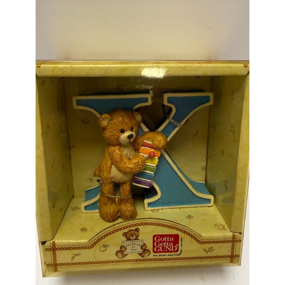Vintage Gund Thinking Of You Letter X Teddy Bear Display Figurine 1998